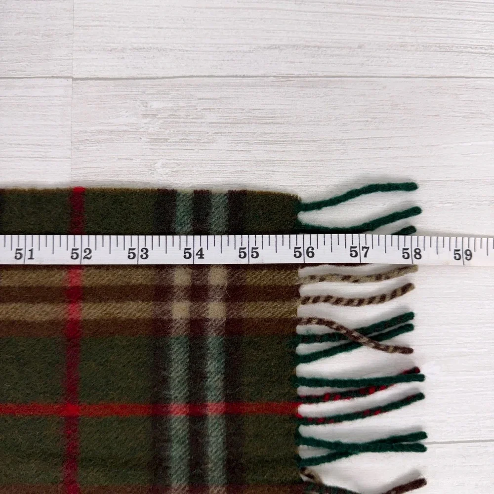 Vintage Burberry Cashmere Scarf Unisex Green Plaid Nova Check Heritage Luxury